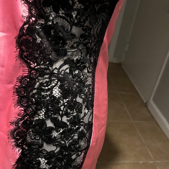 Victoria's Secret Pink Satin Chemise with Black Lace - Picture 4 of 5